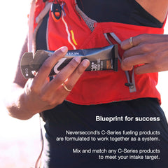 NeverSecond C30+ Espresso gel-pack design for easy carrying in training bags.