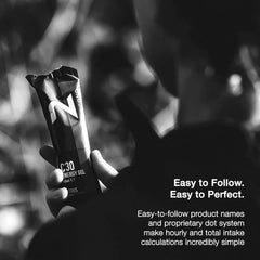 NeverSecond C30+ Espresso gel with water for smooth intake and hydration.