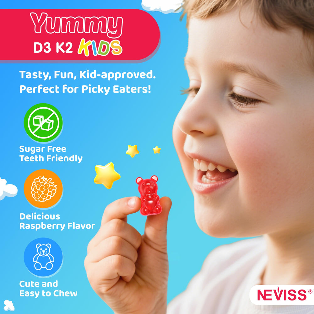 Gluten-free and non-GMO Neviss kids gummies