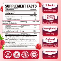 Close-up of methyl B12 gummy (active B12) label