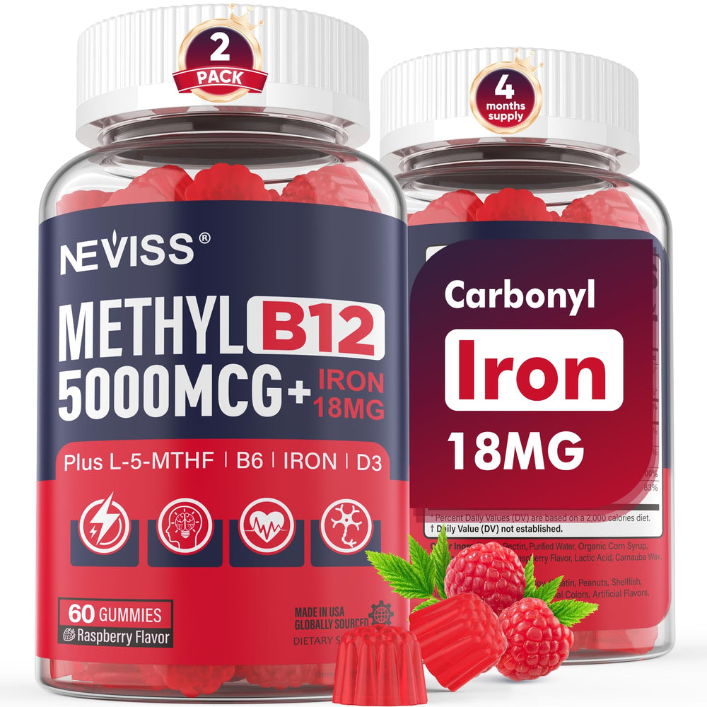 Neviss Methyl B12 Gummies + Iron for Women bottle front