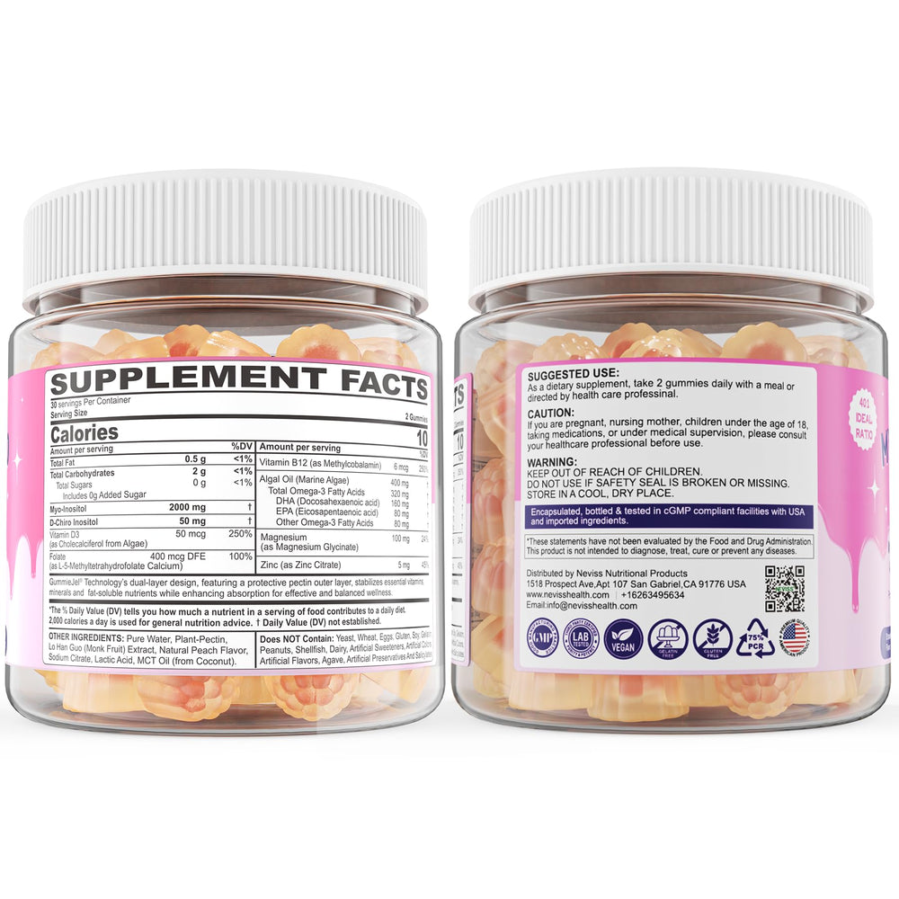 NEVISS nutrition facts and directions label offering clear usage guidance