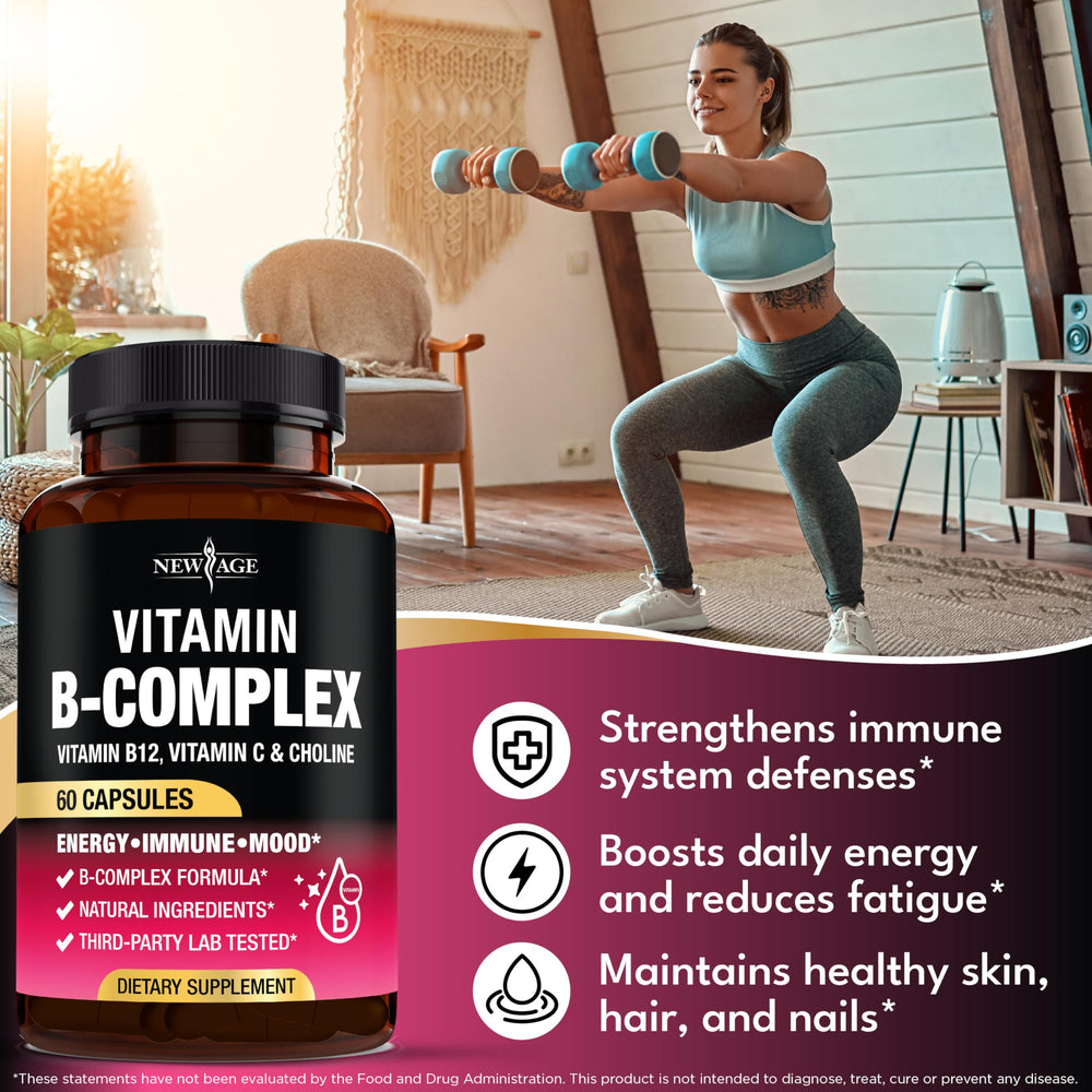 NEW AGE ingredients label detail highlighting B vitamins and vitamin C clarity