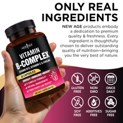 NEW AGE bottle beside healthy breakfast to show daily routine compatibility