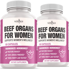 Hero image of New Age Beef Organ Supplement for Women bottle on white background