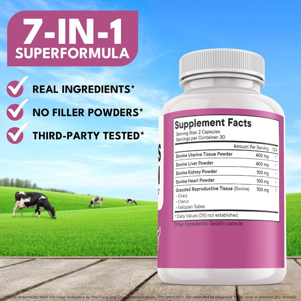 Packaging image showing New Age Beef Organ Supplement for Women - 120 capsules