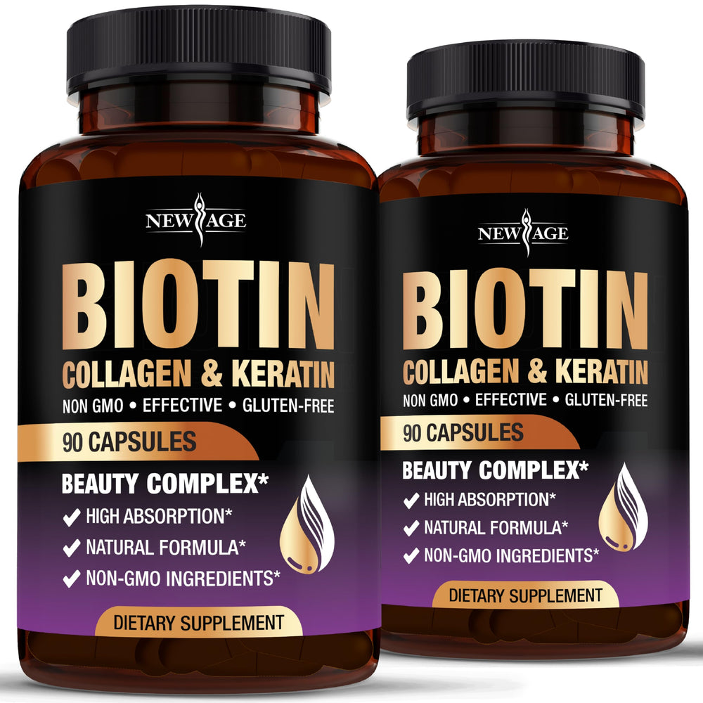 New Age Biotin Collagen Keratin Hyaluronic Acid 180-count bottle