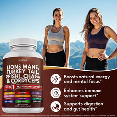 Two-capsule daily serving of New Age mushroom supplement