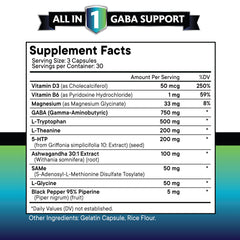 GABA powder with 5-HTP capsules and L-Tryptophan