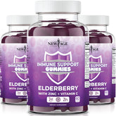 Front view of NEW AGE Immune System Support Gummies bottle with label