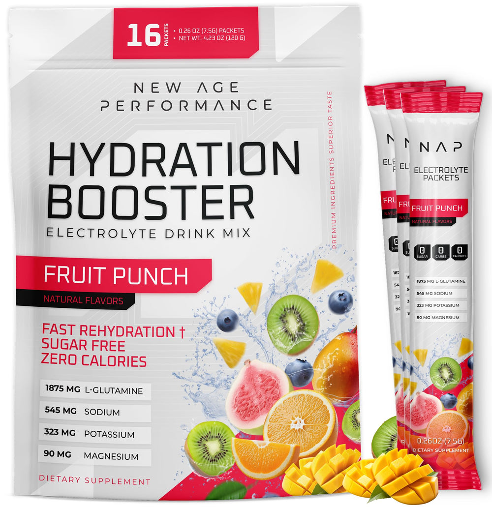 Front view of New Age Performance Hydration Packets Fruit Punch