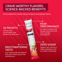 New Age Performance travel-pack on table highlighting convenient, sugar-free hydration