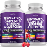 Front view of NEW AGE Resveratrol Berberine Grape Seed Quercetin Polyphenol supplement bottle