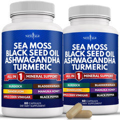 New Age Sea Moss capsules with Black Seed Oil for hair and minerals