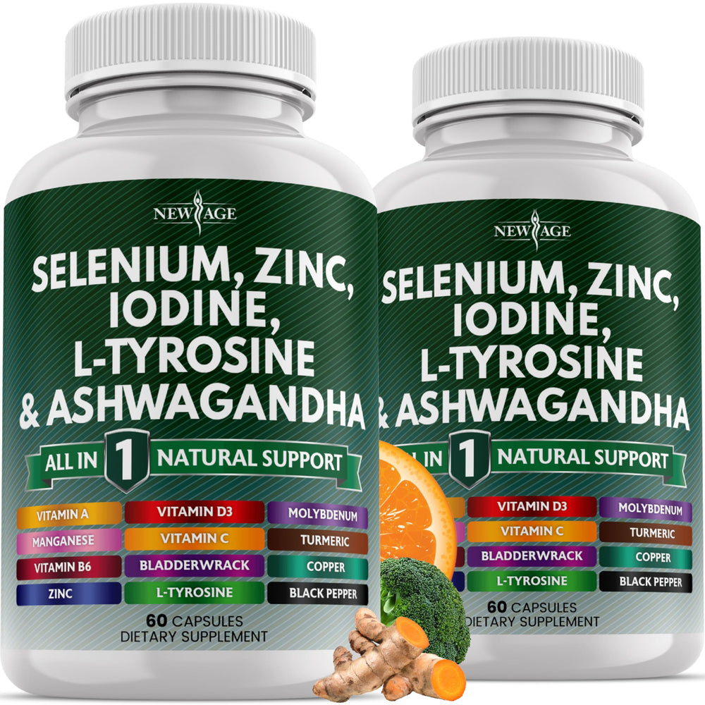 New Age Selenium-Zinc-Iodine-L Tyrosine-Ashwagandha bottle - 120 count