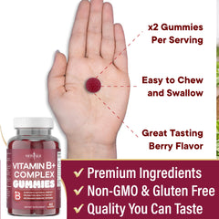 Ingredients panel for NEW AGE Vitamin B Complex Gummies (B3, B5, B6, Biotin, B9, B12)