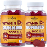 Front view of NEW AGE Vitamin D3 5000 IU Gummies packaging