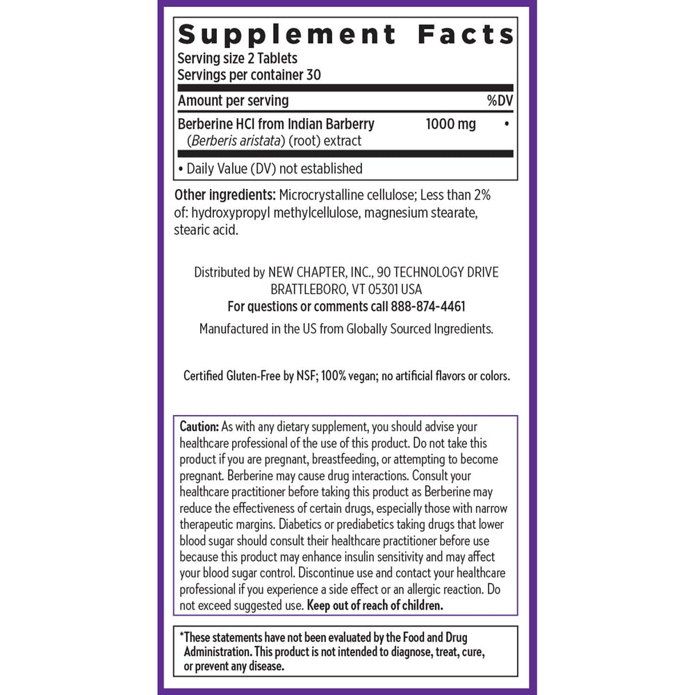 Lifestyle setting with New Chapter Berberine 1000 mg bottle on table