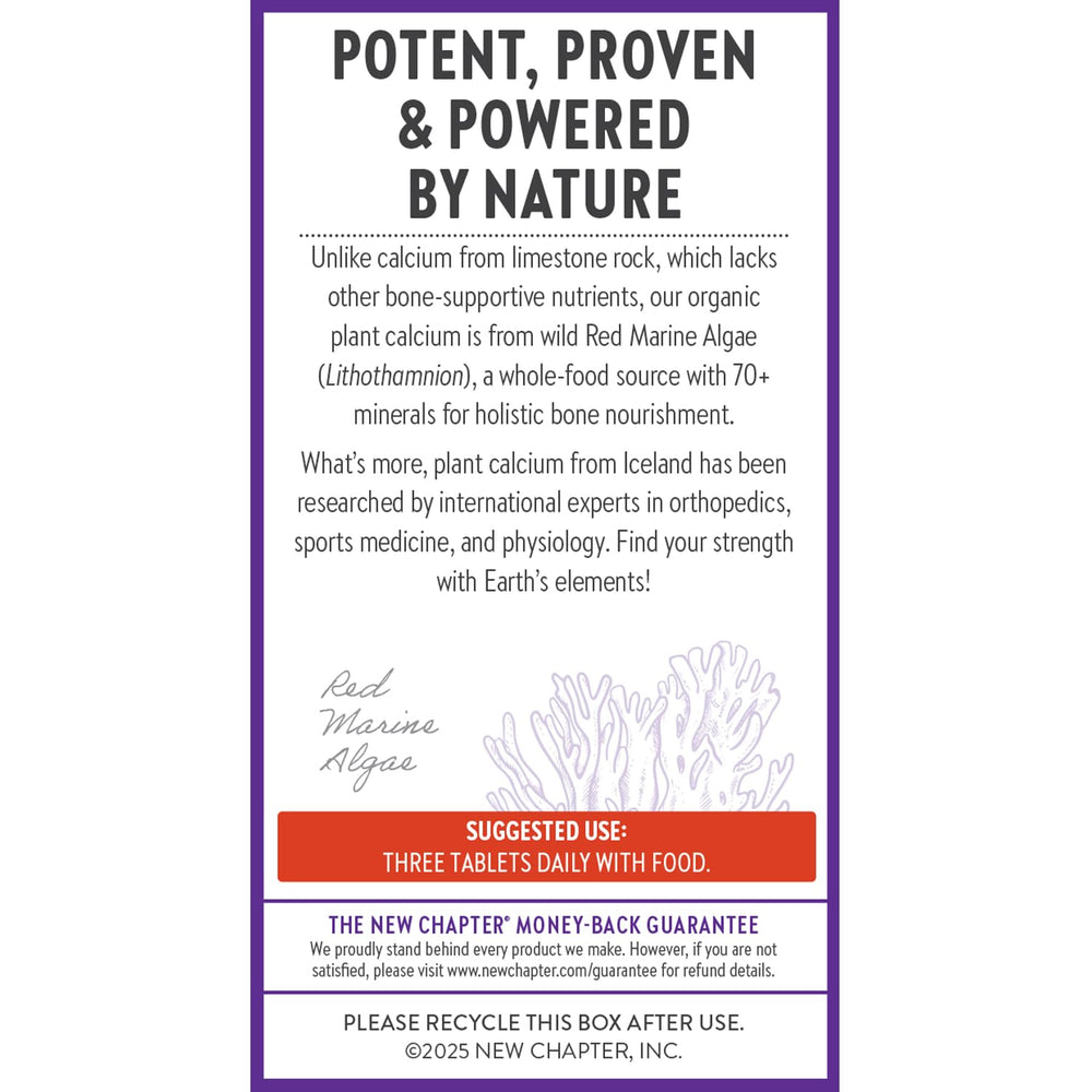 Bottle label showing 3-in-1 benefits: bones, joints, and heart health