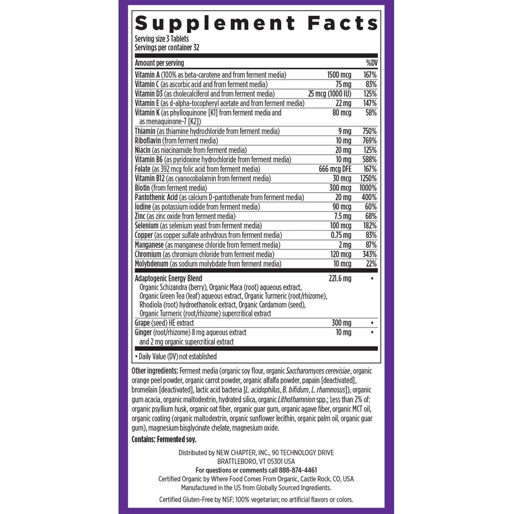 Certified Organic vegetables and herbs used in the formula