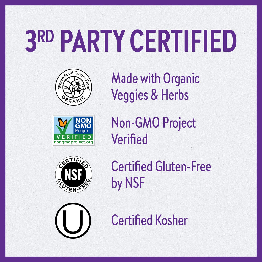 Certified Organic Vegetables & Herbs emblem on packaging