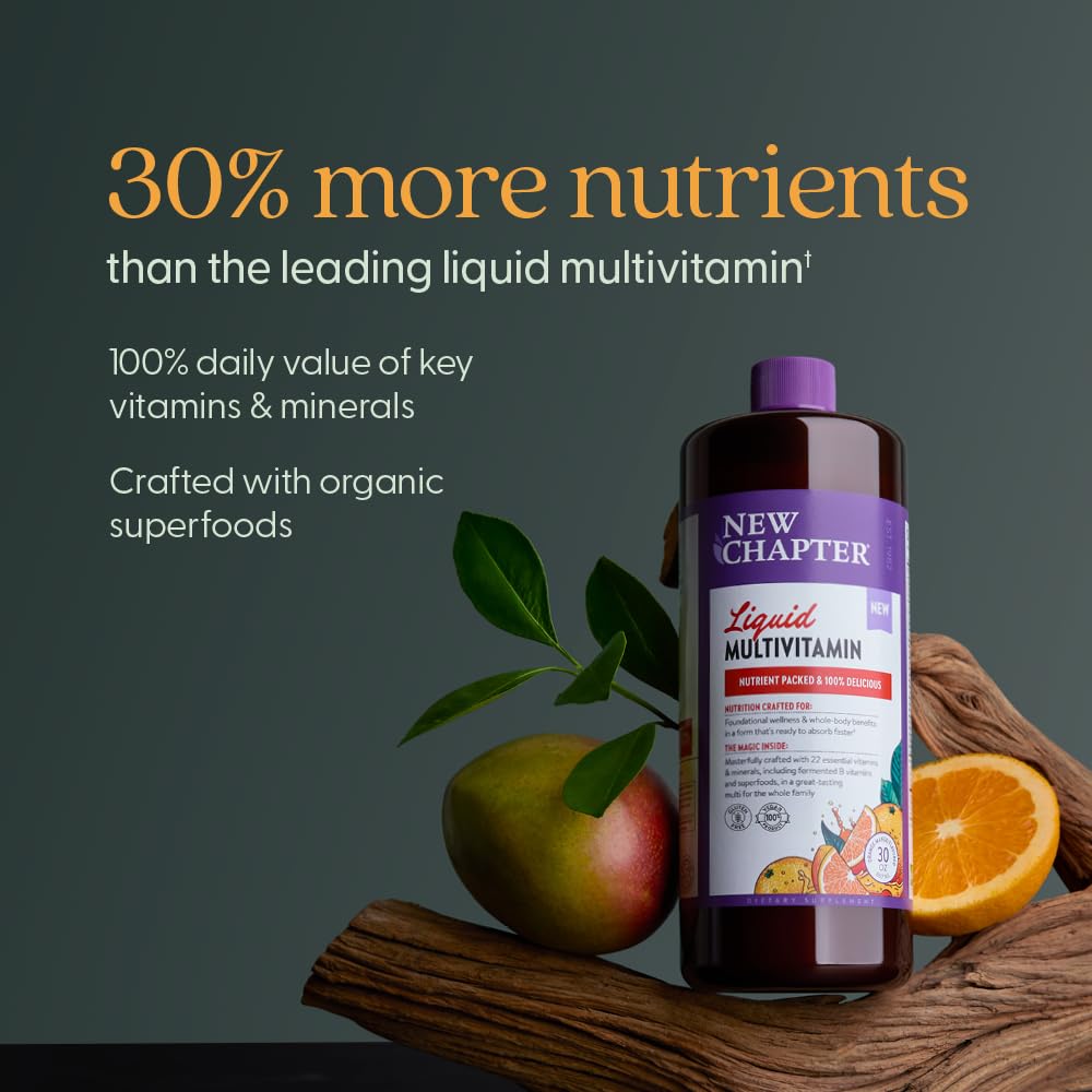 Nutrition facts panel for New Chapter Orange Mango liquid multivitamin