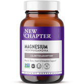 New Chapter Magnesium + Ashwagandha bottle displayed on surface