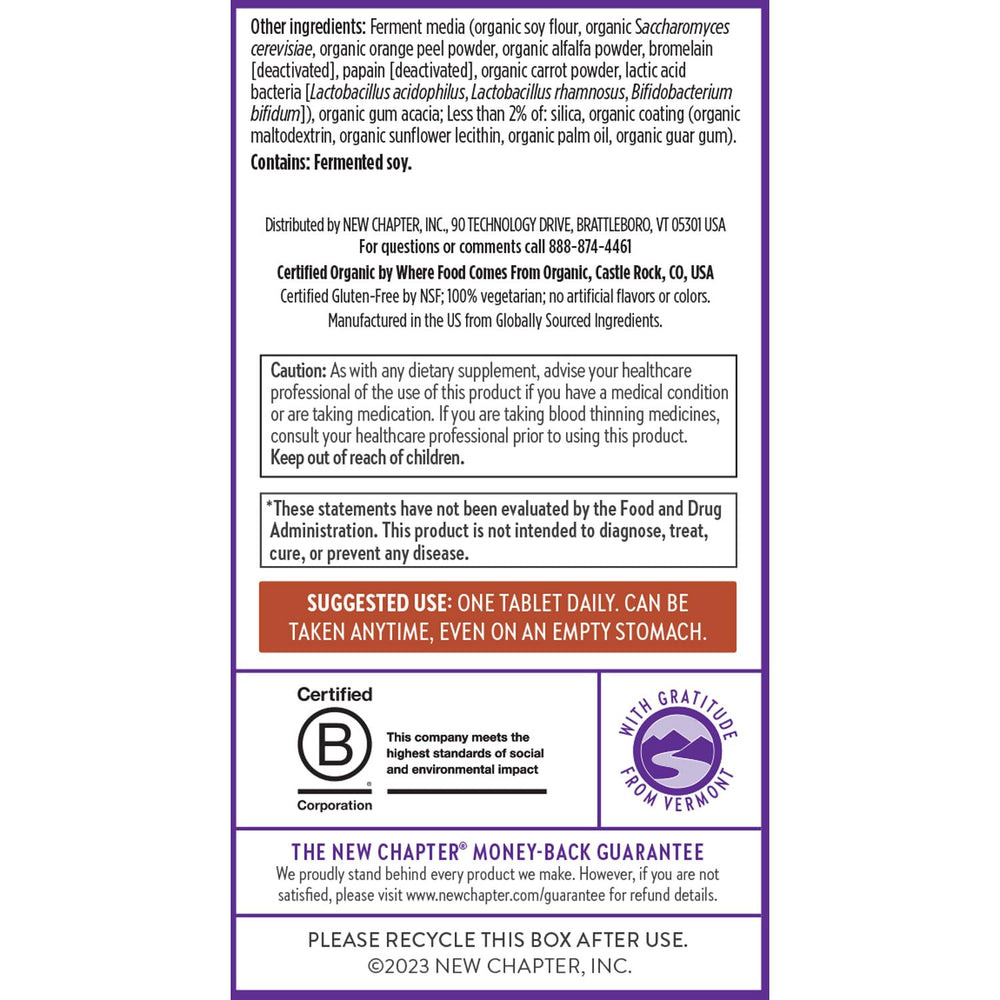 Probiotic fermentation process used for New Chapter multivitamin