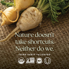 Packaging highlighting organic fermentation and clean ingredients