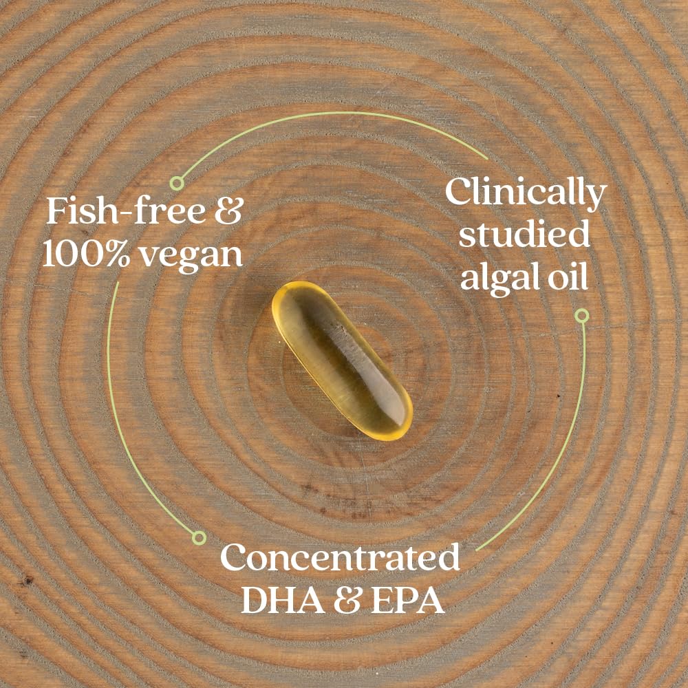 Algal oil source illustration with DHA EPA DPA labels
