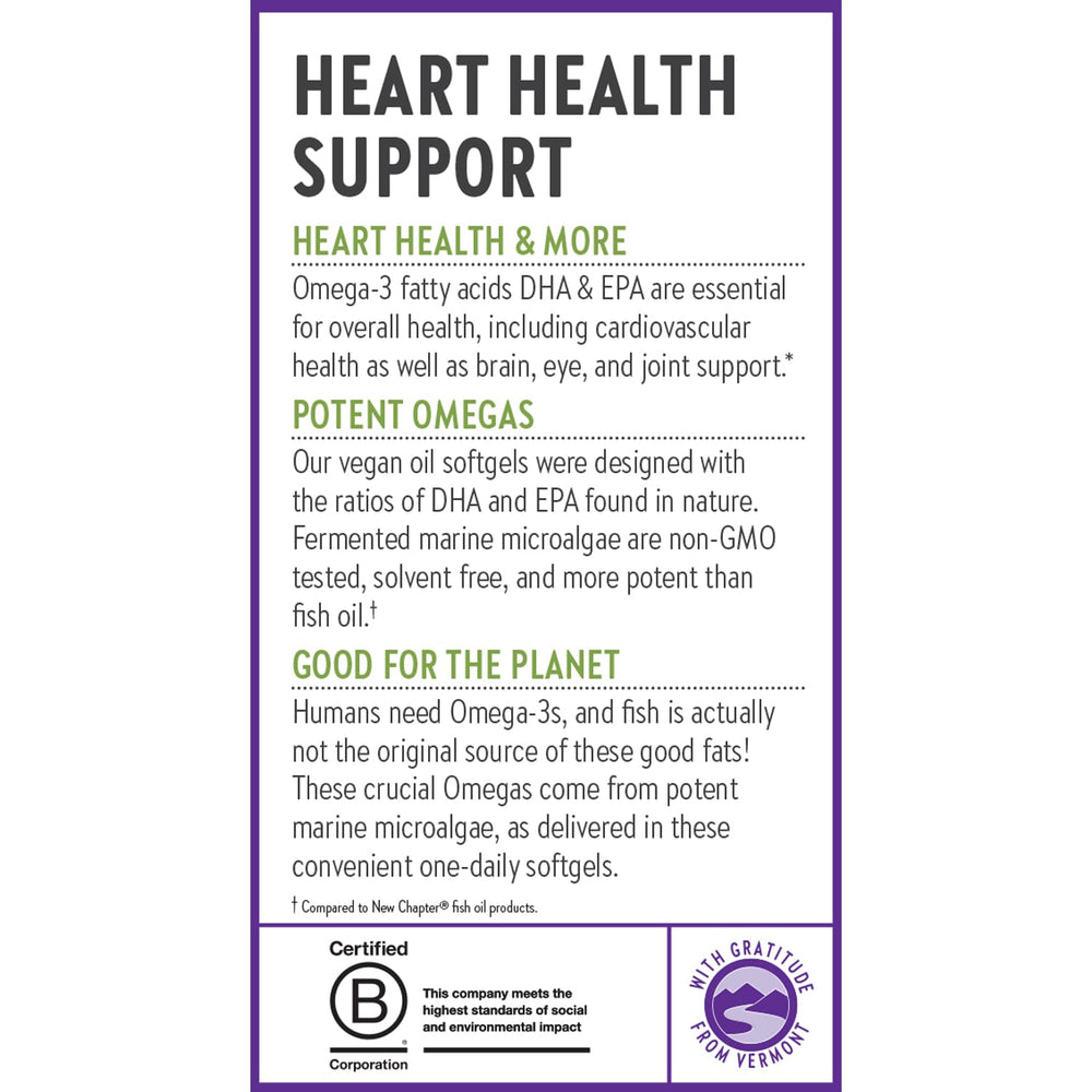 Premium packaging design of New Chapter vegan omega-3 supplement