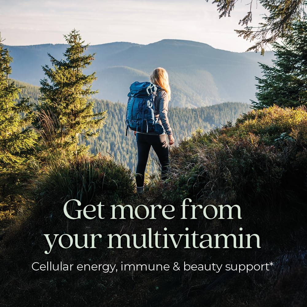 Close-up of product label highlighting immune, energy and beauty benefits