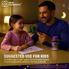 Gluten-free labeling on New Elements melatonin gummies packaging