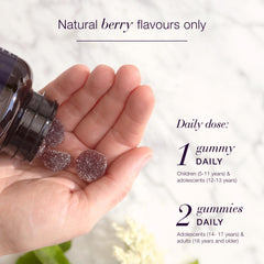 Bottle highlighting sugar-free and no artificial colors or flavors