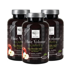 Front view of NEW NORDIC Hair Volume Gummies bottle with Pack of 3