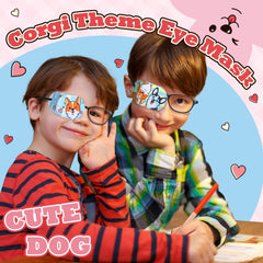 Kids wearing eye patch over glasses demonstrating fit and size