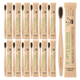 Newday Bamboo Toothbrushes Black 100 Pack - Front View - Individually Wrapped