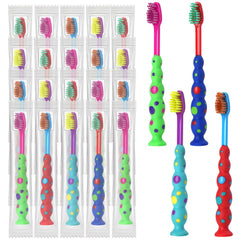 Blue candy-design kids toothbrush with suction cup