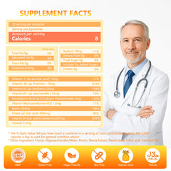 Nutrition label showing eight B vitamins per serving