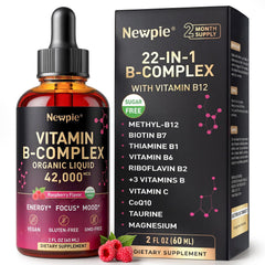 Newpie bottle front view showing label and organic B complex benefits