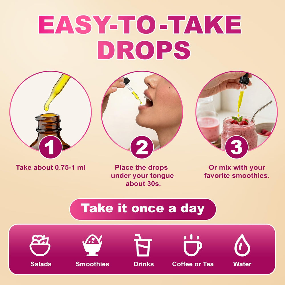 Newpie drops mixed into a morning beverage for convenient use