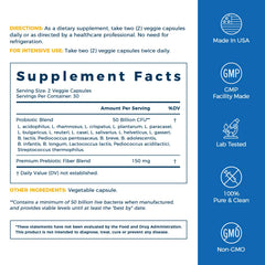 120 veggie capsules scene underscores easy daily dosage with NewRhythm Probiotics.