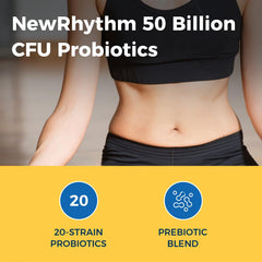 NewRhythm Probiotics shelf-stable bottle ready for storage without refrigeration.