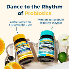 NewRhythm Probiotics USA facility badge communicates rigorous quality.