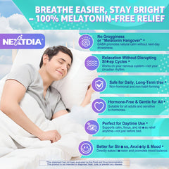 Nextdia bottle beside ingredient capsules and botanicals showing formula