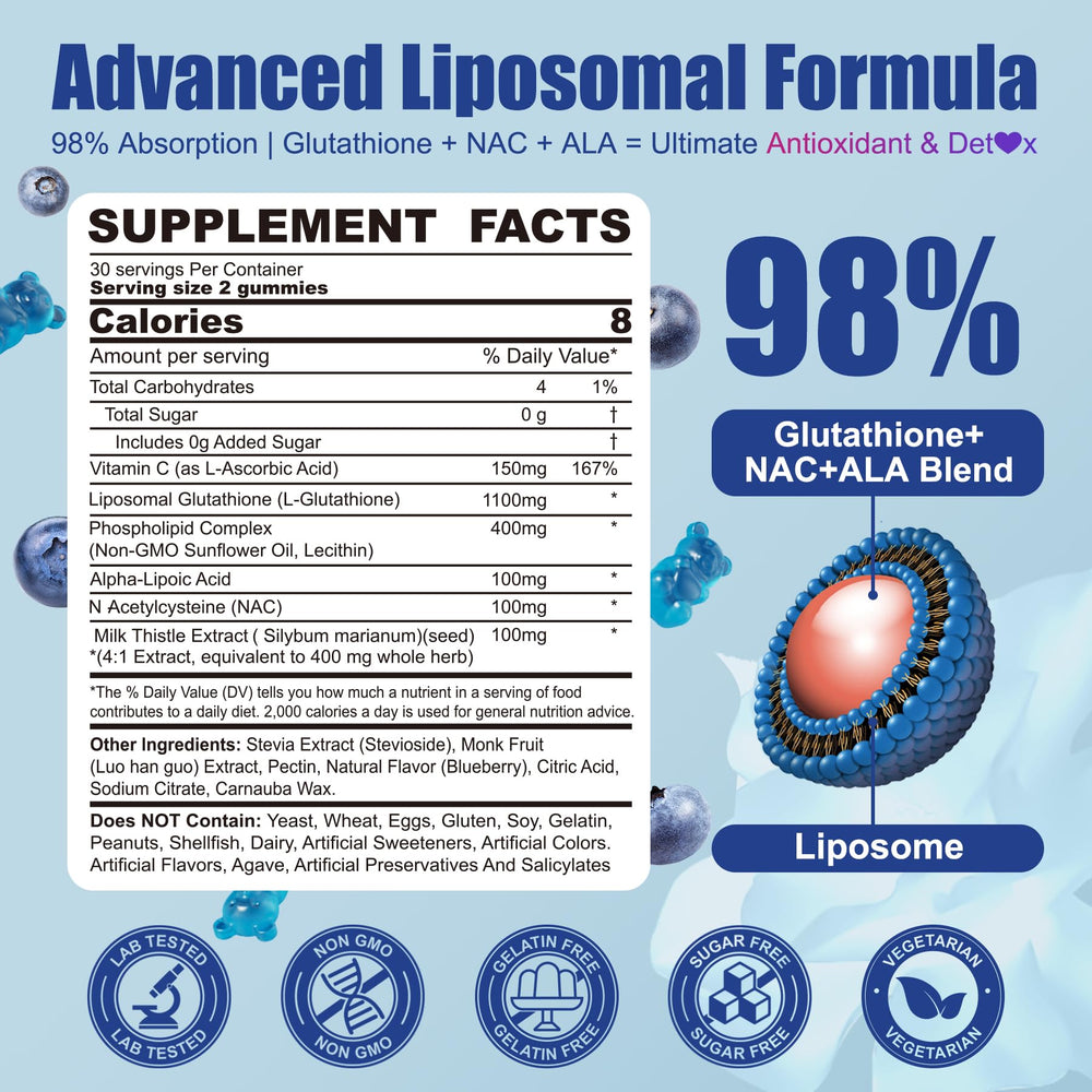 Close-up of sugar-free liposomal glutathione gummy
