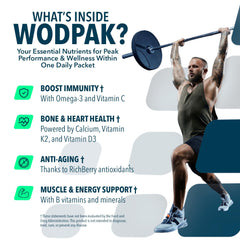 WodPak single-serve pouches for on-the-go daily multivitamin