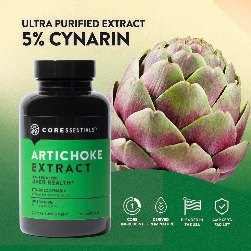 Front view of NGL Artichoke Extract 90-count bottle
