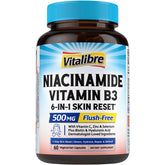 Front view of Niacinamide Vitamin B3 500mg No-Flush bottle