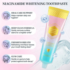 Brushing action showing clean white teeth